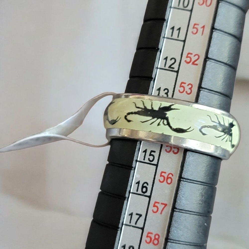 Silver Scorpion Spoon Ring Glow In The Dark